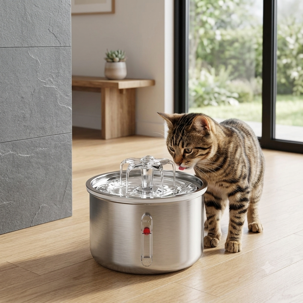 SORA Pet Automatic Water Dispenser Stainless Steel Smart Small Flower Fountain